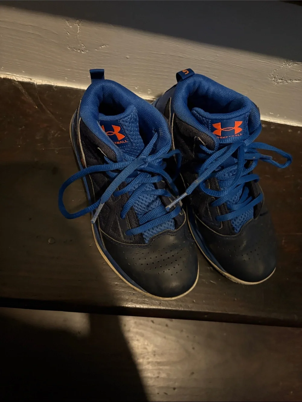 Under Armour Kids Blue and Orange High-Top Sneakers